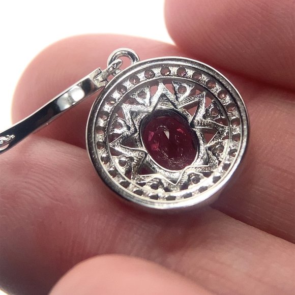 Rhodolite Garnet 3.52ct Platinum Finish Solid 925 Sterling Silver Earrings - Picture 7 of 8